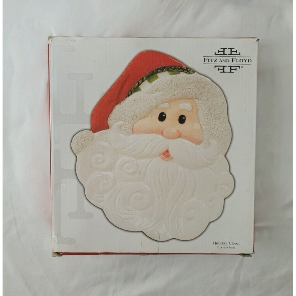 Fitz & Floyd Holiday Cheer~Santa Porcelain Cookie Plate Dish~2008